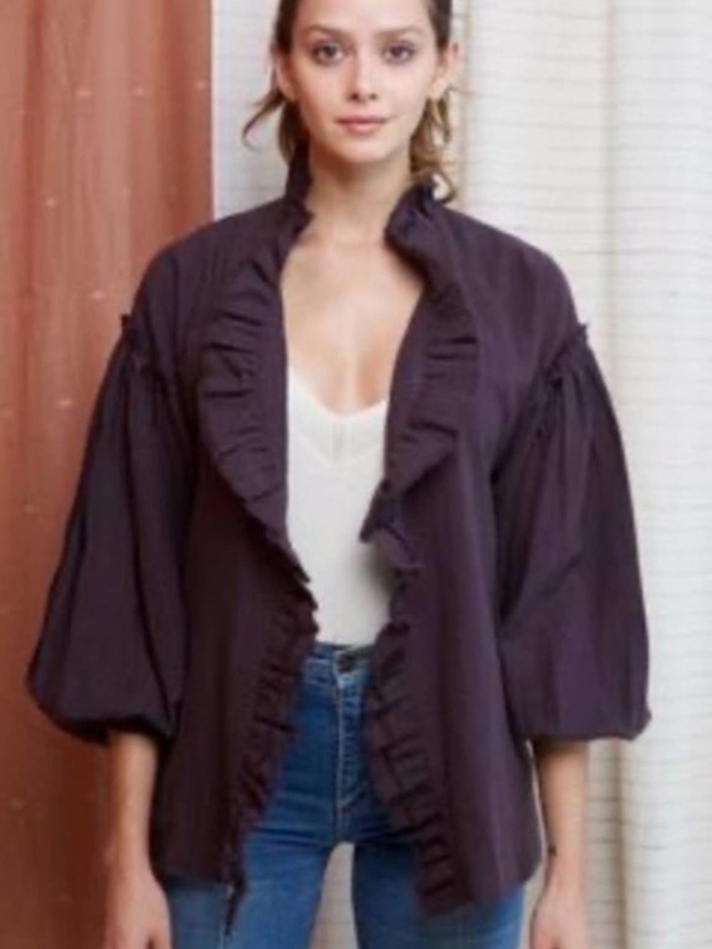 MIRTH Stockholm Jacket Soft Black Cotton Ruffle large NWT Whimsigoth Victorian